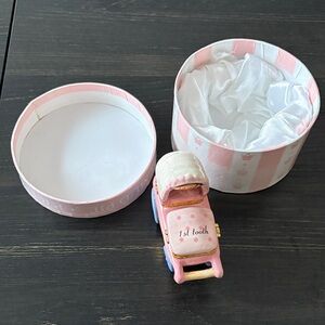 Mud Pie Pink and White Baby Carriage Keepsake Box